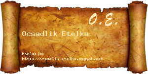 Ocsadlik Etelka névjegykártya